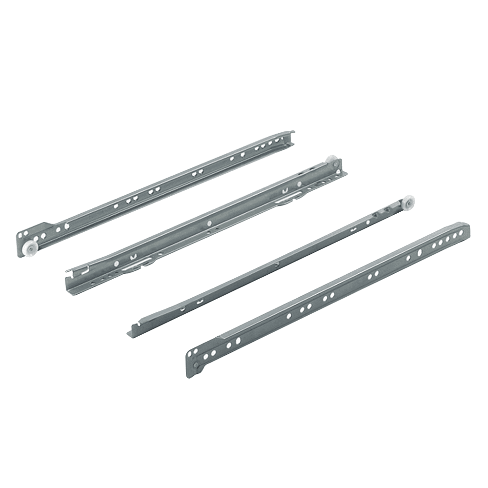 208R Epoxy Coated Euro Drawer Slide with 75lb Capacity, 3/4 Extension, Self-Closing, White, 22", 25/Box