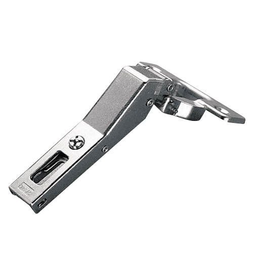 Series 200 AC +45° Angled Corner 94° Opening Hinge, Self-Closing, Overlay, Nickel-Plated, Dowelled