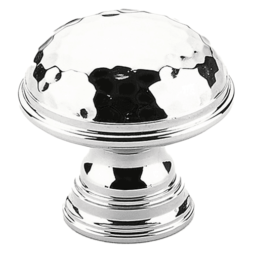 1-1/4" Atherton Hammered Plain Edge Cabinet Knob, Polished Chrome