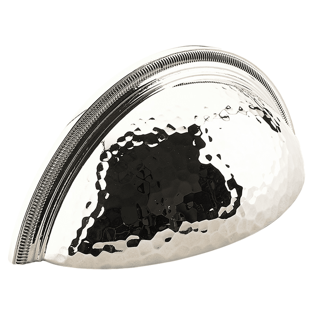 3" Atherton Hammered Knurled EdgeCup Pull, Polished Nickel
