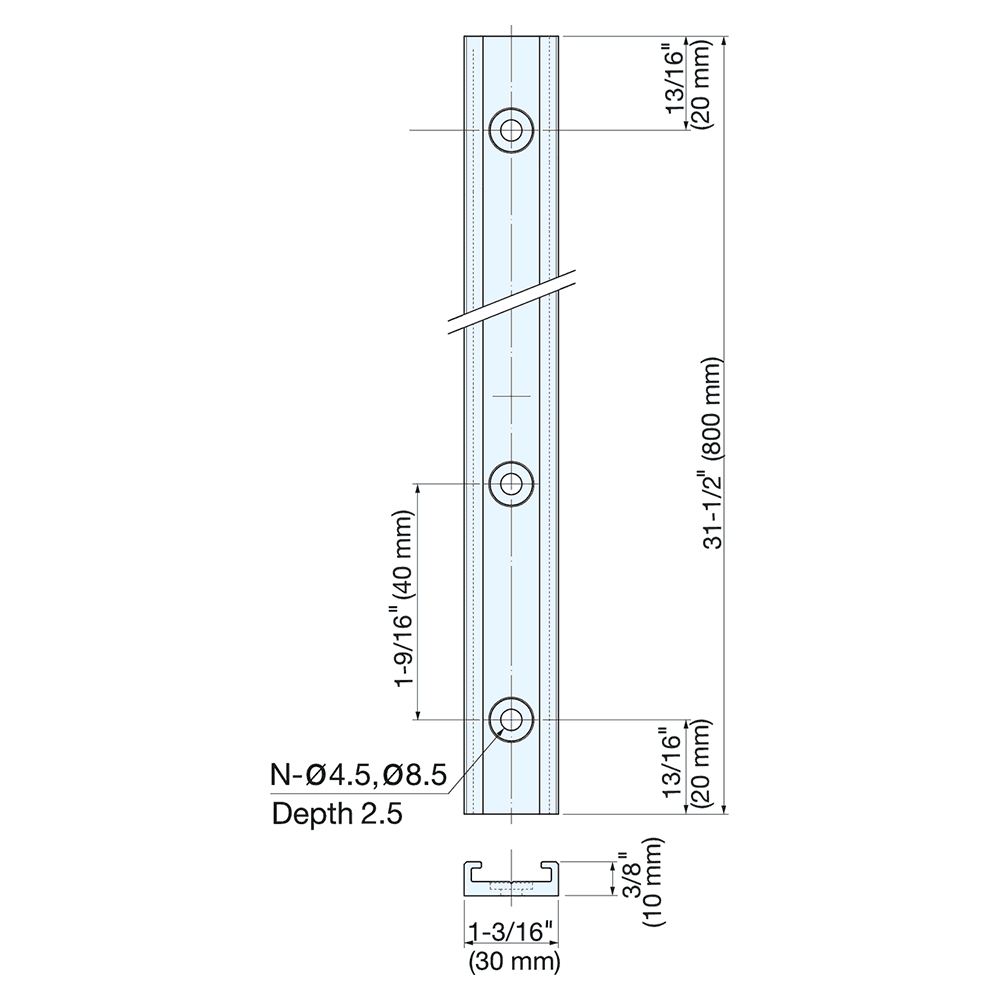 800mm Rail for MR-30CS, Anodized