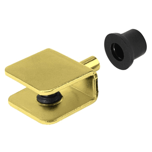 Locking Glass Shelf Clip with Screw, Brass Finish