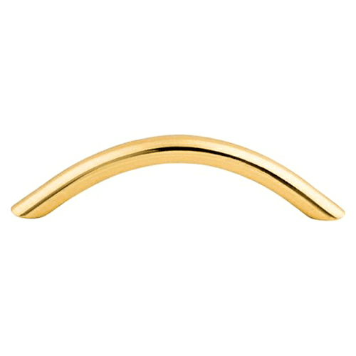3-3/4" Nouveau Curved Wire Pull, Polished Brass