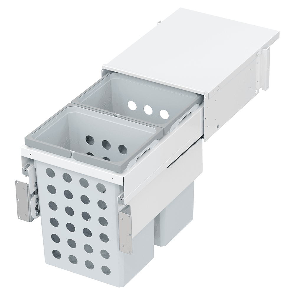 WASH Space XX Double 31QT Under-Drawer Hamper System for 15" Cabinet Opening, White