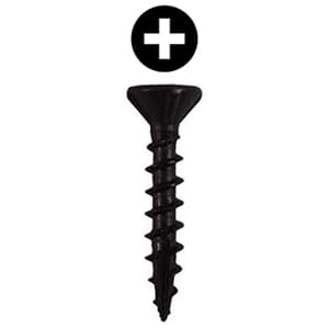 #8 x 1-1/4" Flat Head Assembly Screw, Phillips Drive Coarse Thread with Nibs and Type 17 Auger Point, Black, Box of Thousand by Wurth