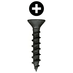 #8 x 1-1/4" Flat Head Assembly Screw, Phillips Drive Coarse Thread and Regular Point, Black, Box of Thousand by Wurth