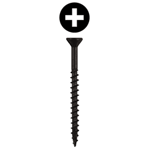 #8 x 2-1/2" Flat Head Assembly Screw, Phillips Drive Coarse Thread with Nibs and Type 17 Auger Point, Black, Box of Thousand by Wurth