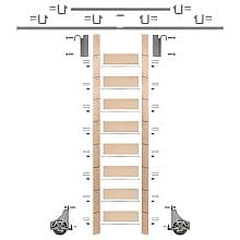 107" Unfinished Maple Library Ladder/Sliding Hook Ladder Kit with 12' Rail