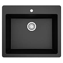 QT-820 Quartz Top Mount/Drop-In Single Bowl Kitchen Sink, 25" x 22" x 9"