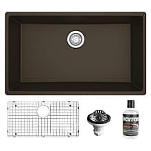 QU-812 Quartz Undermount Large Single Bowl Kitchen Sink Kit, 32-1/4" x 19-1/4" x 9"