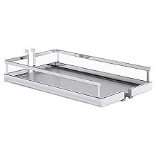4" DISPENSA Base Cabinet Organizer Pull-Out with Soft-Close/Arena Plus Style Shelves/Rails, Chrome/Anthracite, 20" - 28" Height