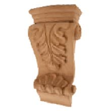6" x 1-3/8" x 2-3/4" Low Profile Acanthus Corbel, Rubberwood
