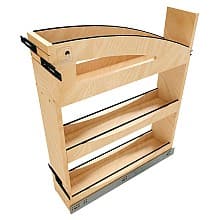 Craftsman Base Cabinet Pullout Organizer with Black Accent, Light Brown