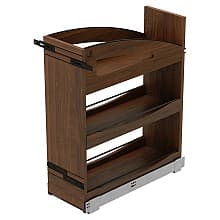 Craftsman Base Cabinet Pullout Organizer with Black Accents for Base Cabinets, Dark Brown