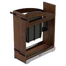 Craftsman Knife Block Pullout Organizer with Black Accents for Base Cabinets, Dark Brown
