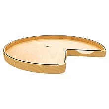 Craftsman Kidney Lazy Susan for Corner Base Cabinet with Swivel Bearing/Black Accent, Light Brown