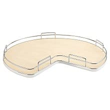 Kidney Lazy Susan with Swivel Bearing for Corner Base Cabinet, Almond