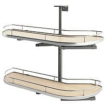 2-Tier Girasolo Blind Corner Pull-Out with Soft-Closing for 12" Cabinet Opening, Light Brown