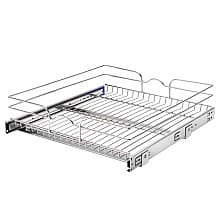 1-Tier Single Pullout Wire Basket with 22" Slides, Chrome