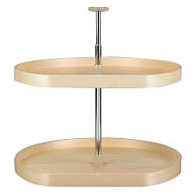 4BW D-Shape 2 Tray Wood Lazy Susan
