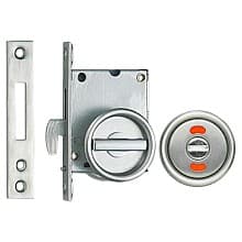 Sliding Door Latch with Indicator Thumbturn, Satin