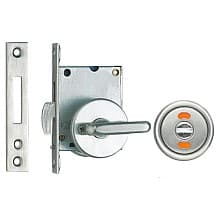 Sliding Door Latch with Indicator Lever, Satin