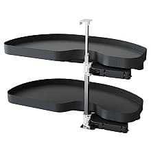 2-Tier Planero Blind Corner Pull-Out with PAM and Soft-Closing for 15" Cabinet Openings, Carbon Steel Gray