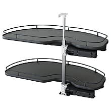 2-Tier Scalea Blind Corner Pull-Out with PAM and Soft-Closing for 18" Cabinet Opening, Carbon Steel Gray