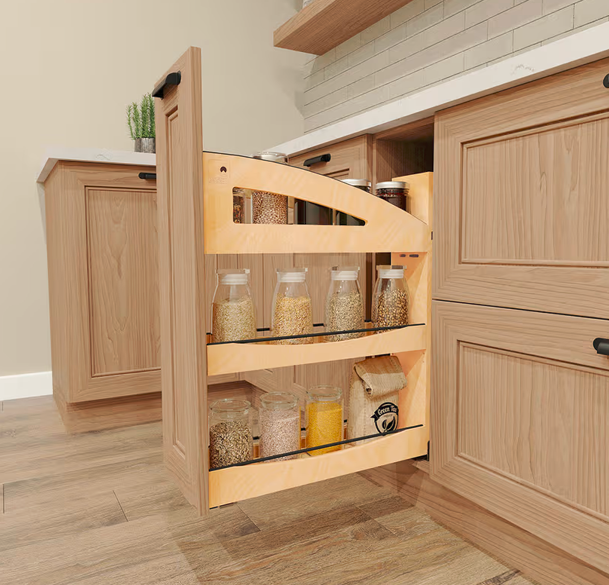 RV448CC-BCSC-5MB - Wurth Louis and Company 5" Craftsman Base Cabinet Pullout Organizer with Black Accents for 9" Base Cabinets, Light Brown