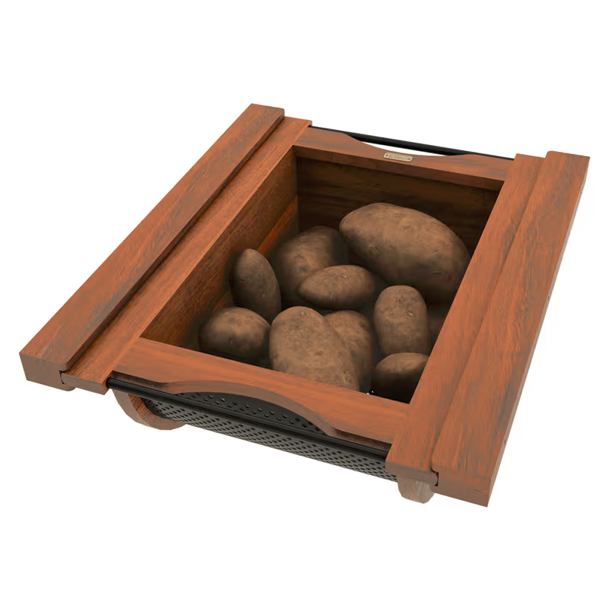 RV4SSB-18-WNMB - Wurth Louis and Company Produce Basket Pullout for 18" Base Cabinets, Blumotion Soft-Closing, Walnut with Matt Black Accents