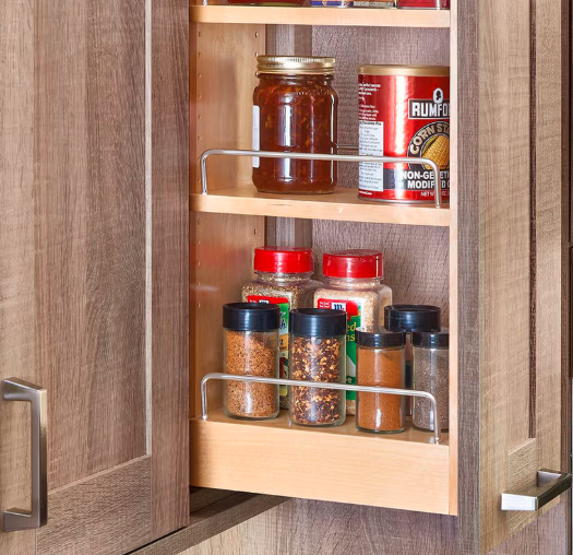 8" 5-Shelf Wall Cabinet Pullout Organizer with Soft-Closing, Semi-gloss