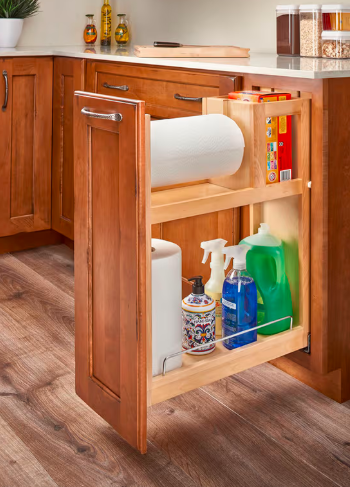 8-3/4" x 2-Shelf Paper Towel Pullout Organizer with BLUMOTION Soft-Closing, Maple