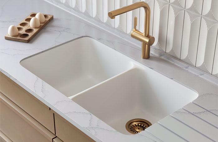 Henri-sink - Wurth Louis and Company Acrylic Undermount Double Equal Bowl Kitchen Sink, 30-7/8" x 18-7/8" x 9-13/16", Arctic White