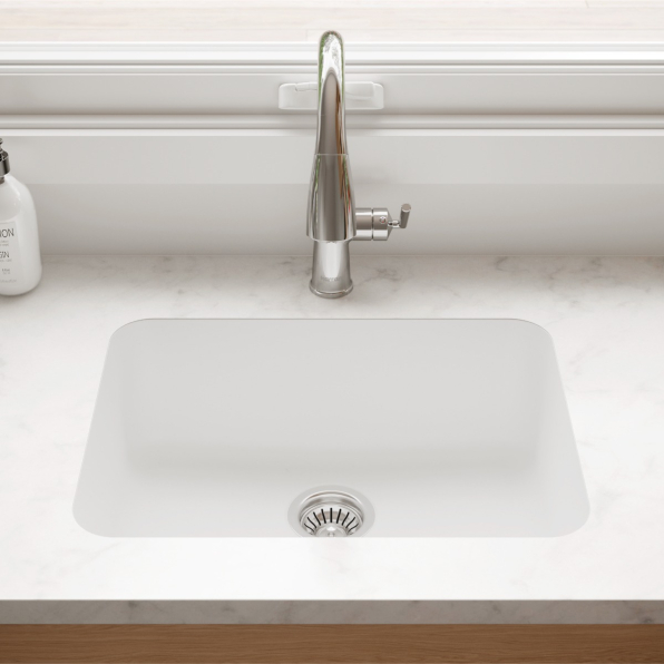 q-320-wh - Wurth Louis and Company Q-320 Quartz Under Mount Single Bowl Kitchen Sink, 24-1/4" x 18-1/4" x 8-1/2"