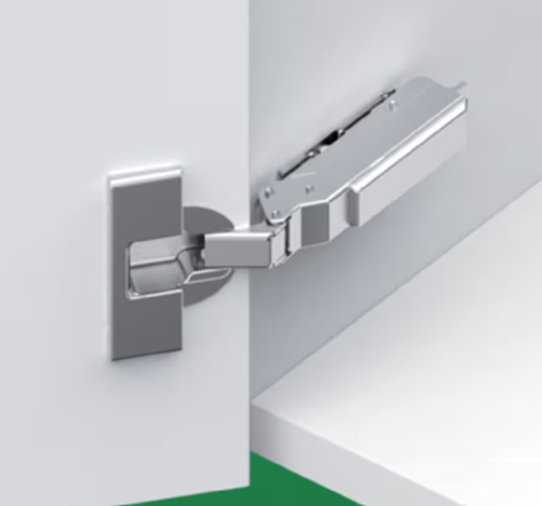 Tiomos 110° Opening Hinge, 42mm Bore Pattern, Soft-Closing, Full Overlay, Nickel-Plated, Dowelled