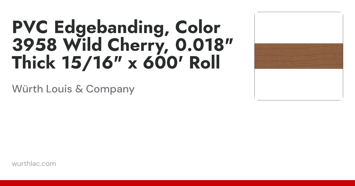PVC Edgebanding, Color 3958 Wild Cherry, 0.018