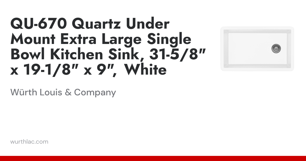 QU-670 Quartz Under Mount Extra Large Single Bowl Kitchen Sink, 31-5/8 ...