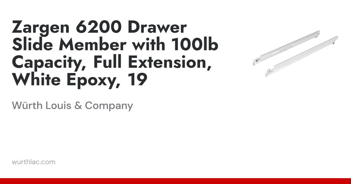Zargen 6200 Drawer Slide Member with 100lb Capacity, Full Extension ...