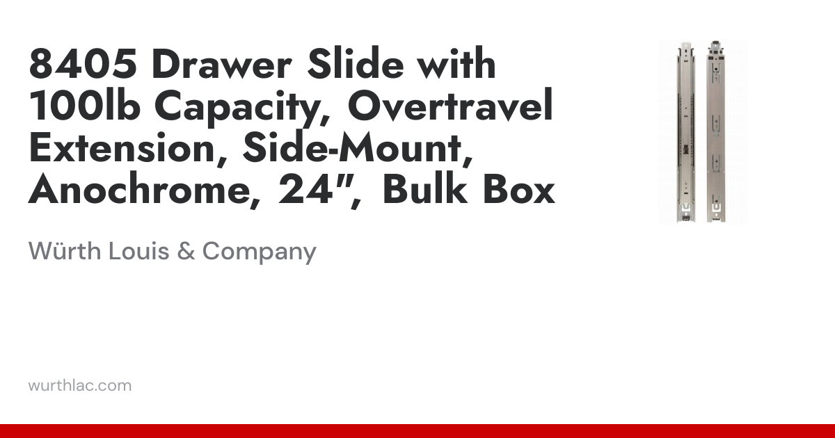 8405 Drawer Slide with 100lb Capacity, Overtravel Extension, Side-Mount ...