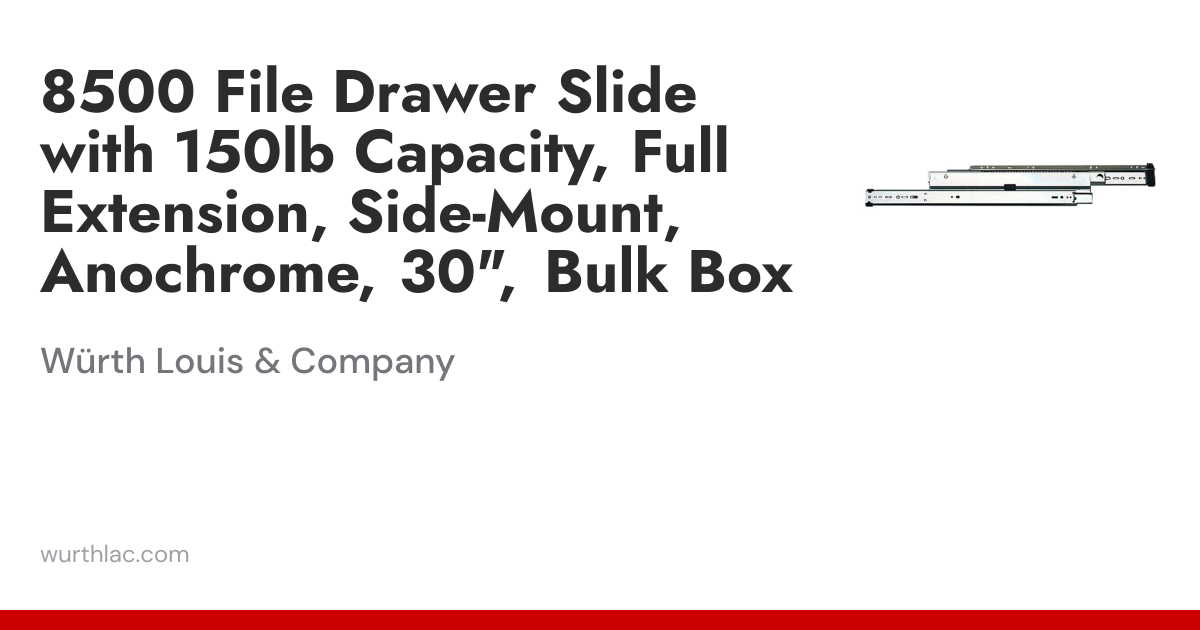 8500 File Drawer Slide with 150lb Capacity, Full Extension, Side-Mount ...