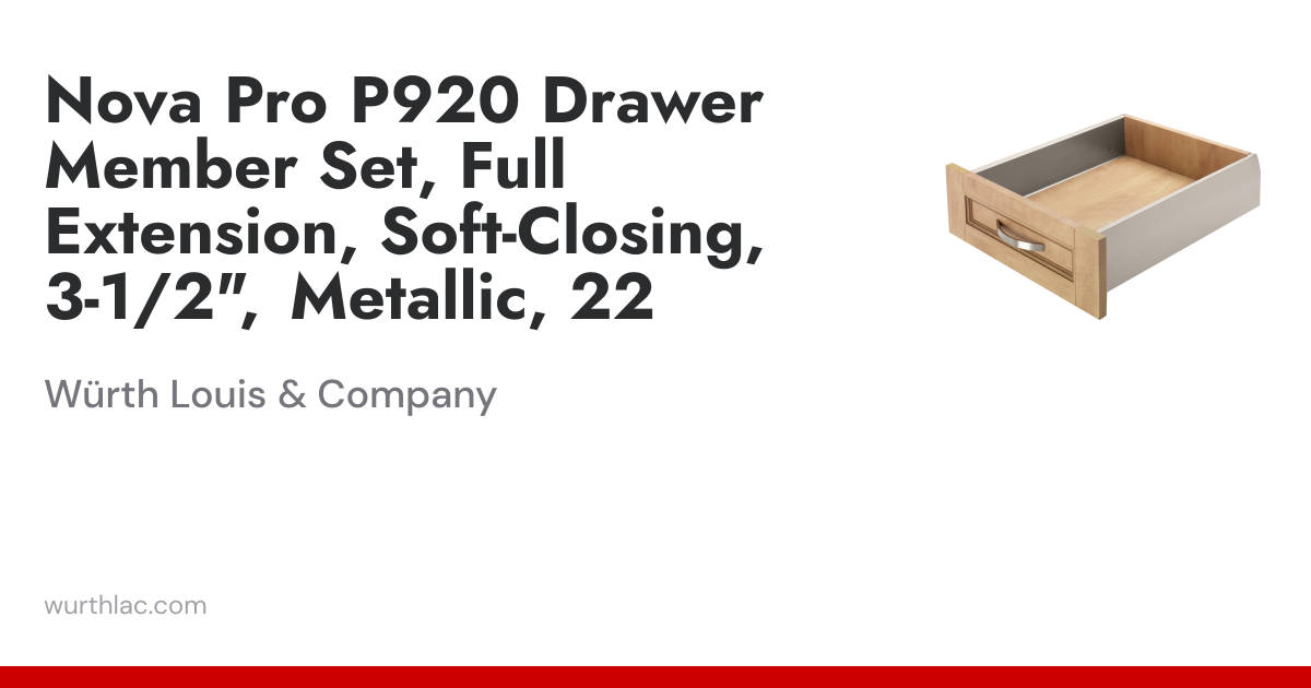 Nova Pro P920 Drawer Member Set, Full Extension, Soft-Closing, 3-1/2 ...