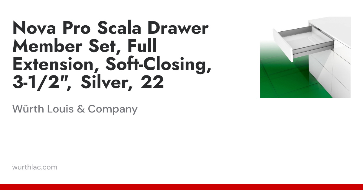 Nova Pro Scala Drawer Member Set, Full Extension, Soft-Closing, 3-1/2 ...