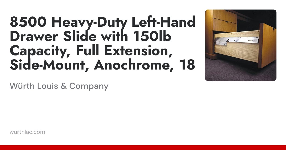 8500 Heavy-Duty Left-Hand Drawer Slide with 150lb Capacity, Full ...