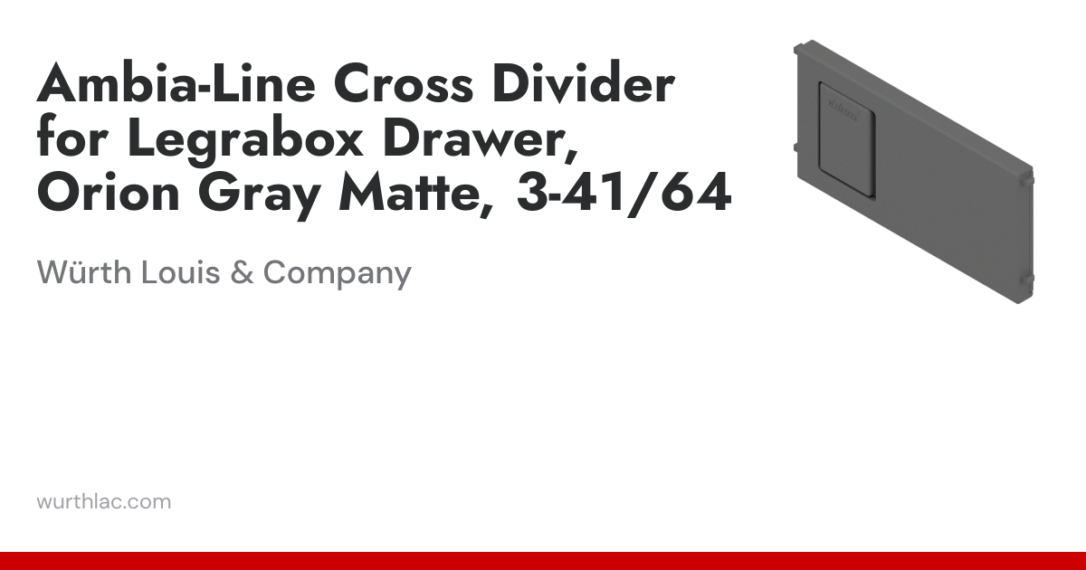 Ambia-Line Cross Divider for Legrabox Drawer, Orion Gray Matte, 3-41/64 ...