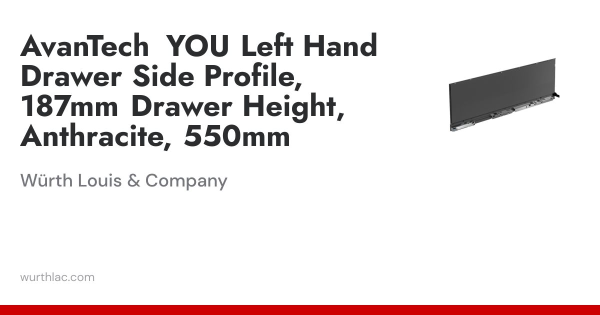 AvanTech YOU Left Hand Drawer Side Profile, 187mm Drawer Height ...