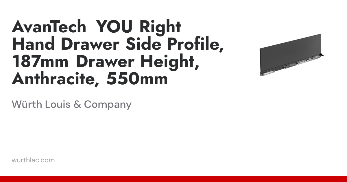 AvanTech YOU Right Hand Drawer Side Profile, 187mm Drawer Height ...