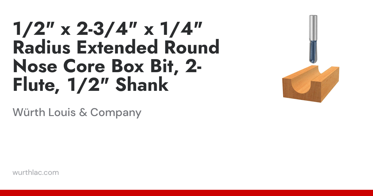 thumbnail image 2 of 1/2-inch Shank Core Box Router Bit - 2-inch Cutting Diameter Carbide Tipped For Woodworking & CNC 2 of 12