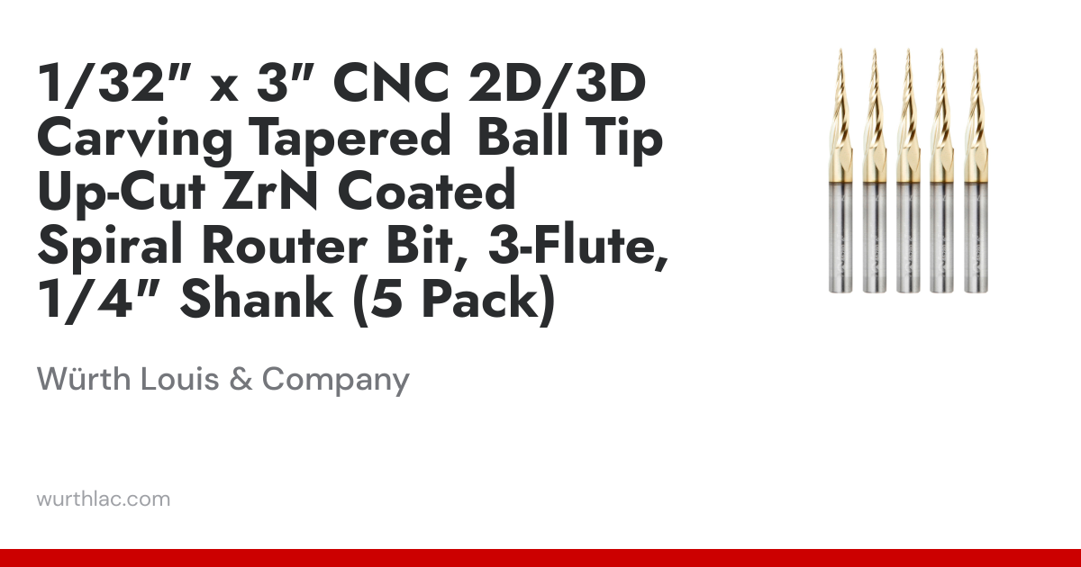 XUANFENG Ball Nose CNC Spiral Router Bit – 1/16 Inch Cutting Diameter, 1/4 Inch Shank, 5.4 Degree Tapered End Mill, ZRN Coated – 4 Flute, 3 Inch Overall Length – For 2D & 3D Carving In Wood, Plastic, Aluminum
