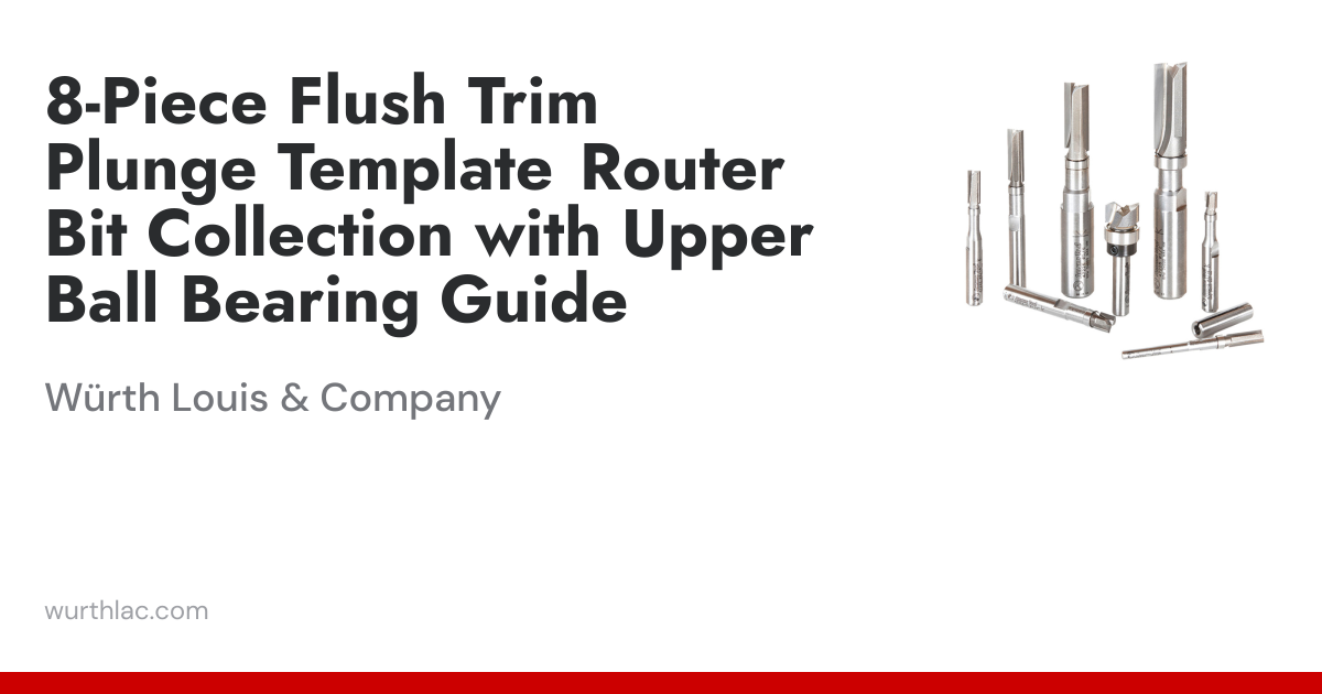 8-Piece Flush Trim Plunge Template Router Bit Collection with Upper ...