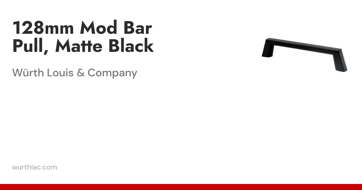 128mm Mod Bar Pull, Matte Black | Würth Louis & Company